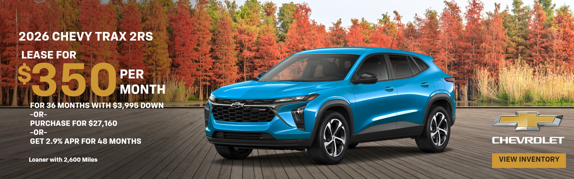 2026 Chevrolet Trax 2RS — $350/mo. 